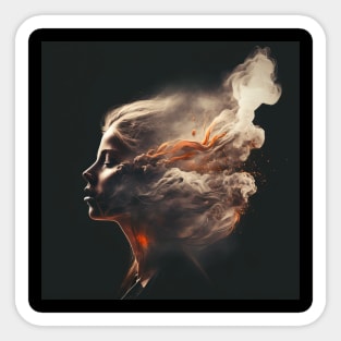 Woman dissolving into smoke - Mind Blowing Moment #4 Sticker